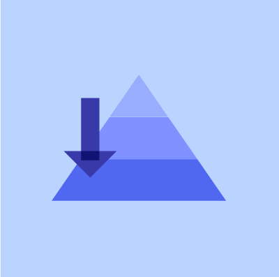 Icon of a pyramid representing the Pyramid Principle for effective communication