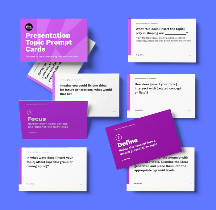 Prompts cards to generate creative presentation ideas